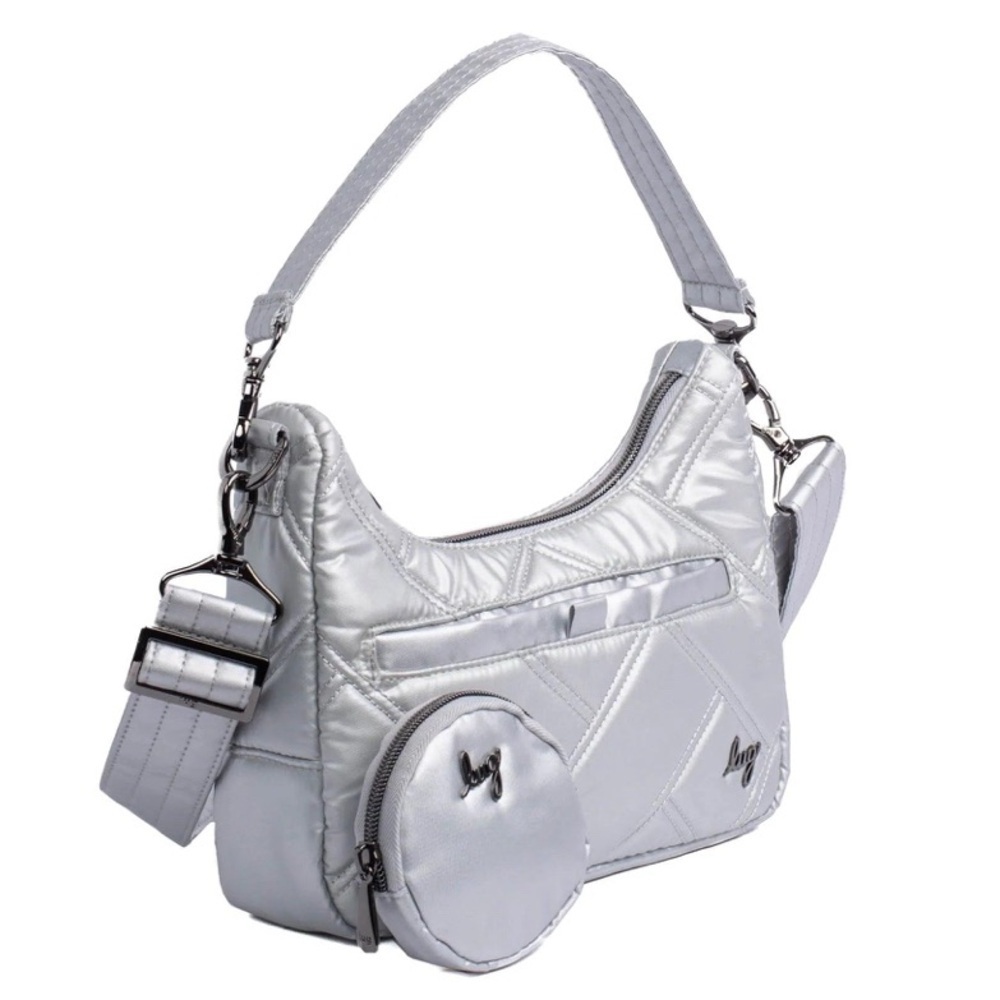 NWT Lug Curtsy Mini Crossbody Shoulder Purse Metallic Silver